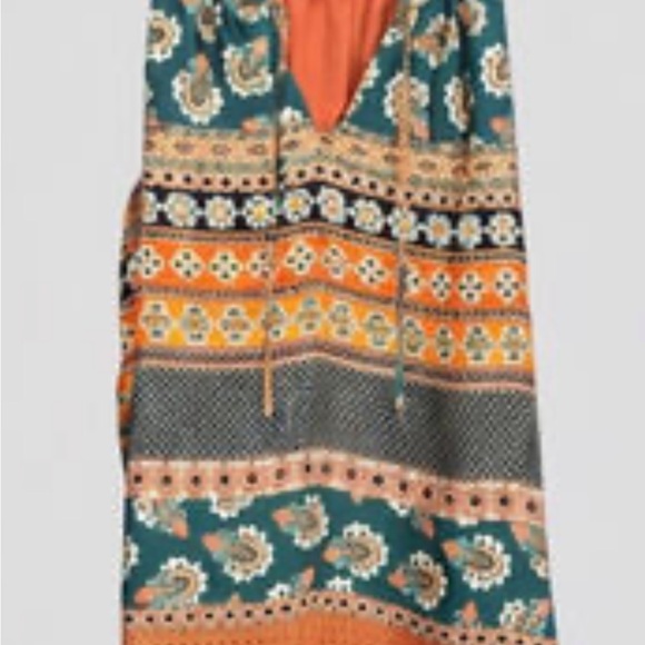 Willi Smith Coral and Blue Patterned Top - Picture 4 of 10